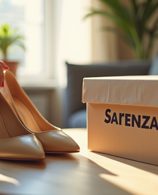 Chaussures élégantes avec box Sarenza dans un salon lumineux