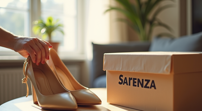 Chaussures élégantes avec box Sarenza dans un salon lumineux