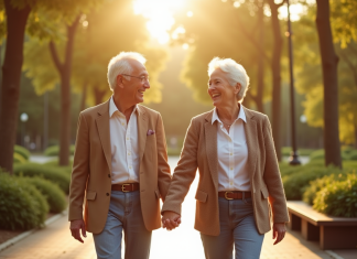 Attirer à plus de 60 ans : astuces pour séduire et plaire Couple senior souriant dans un parc ensoleille
