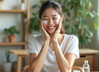 Hydratation visage : astuces pour une peau bien hydratée naturellement Jeune femme appliquant une creme naturelle sur le visage