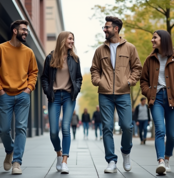 Star née en 1995 : découvrir les célébrités nées cette année-là Groupe de jeunes adultes souriants dans la ville moderne