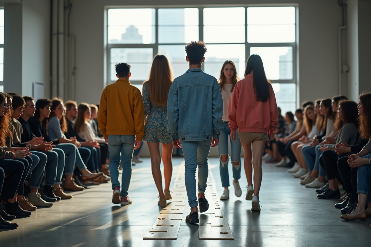 Jeunes étudiants en mode lors d
